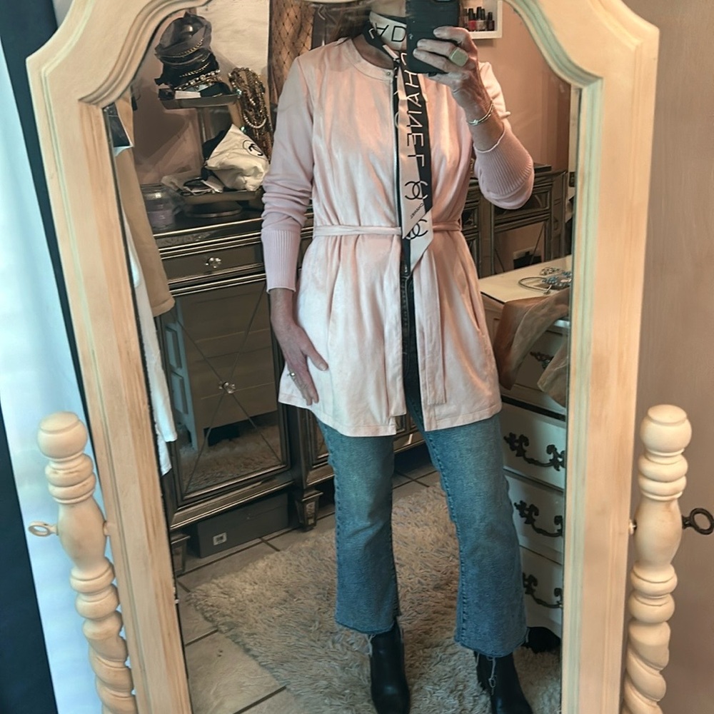 Pink faux suede jacket